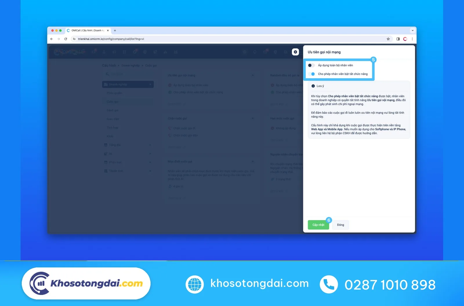 Cấu hình Ưu tiên gọi nội mạng trên tổng đài OMICall (áp dụng khi gọi trên Web App và Mobile App) – tổng đài ảo